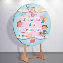 Festa Infantil Decoração Dia Das Crianças Painel Capa Sublimada Redondo Tamanhos Mini e Grande