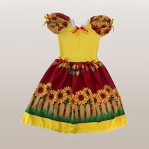Festa Junina com Alegria: Vestido Caipira de Girassol para Todo o Brasil!