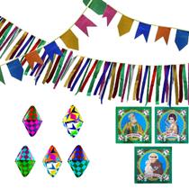 Festa Junina Kit Com 10 Balões 30 Metros de Fita 30 Metros de Bandeirinhas 3 Santinhos Festa Junina Kit Com 10 Balões 30 Metros de Fita 30 Metros de Bandeirinhas 3 Santinhos