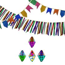 Festa Junina Kit Completo Balões Bandeirinhas Fitas Decorativas 20m
