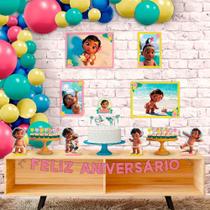 Festa Moana Baby Kit Decoração Aniversário Infantil Com 40 Itens