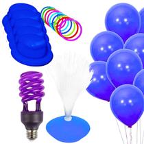 Festa Neon Azul Lâmpada Espiral UV Abajur Chapéu Balão 72 pç - Luatek