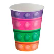 Festa Pop It Copo Descartável de Papel Fidget Toys com 8 Unidades
