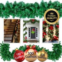 Festão Aramado Verde Grosso 180 200 300 Galhos para Decoração Natalina Ramificado Premium