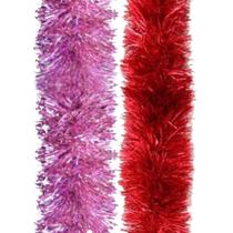 Festão de natal cheio grande 2 metros rosa ou vermelho metalizado para árvore de natal - rio master