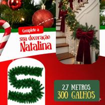 Festão de Natal Verde Aramado Luxo 2,7m 300 Galhos Grosso Flexível Decoração Natalina Porta Janela Mesa Escada Guirlanda Enfeites Festão de Natal Verde Aramado Luxo 2,7m 300 Galhos Grosso Flexível Decoração Natalina Porta Janela Mesa Escada Guirlanda Enfeites