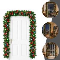 Festão de Natal Verde Aramado Luxo 2,7m 300 Galhos Grosso Flexível Decoração Natalina Porta Janela Mesa Escada Guirlanda Enfeites