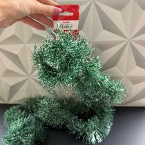 Festão de natal verde nevado decorado com branco 2m para enfeite de Natal árvore decoração natalina 6 fitas festao