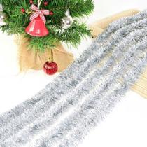 Festão Metalizado De Natal Prateado Decoração Luxo 2m x10cm