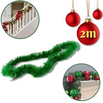 Festão Natal Grosso Verde Opaco AramadoLuxo 200cm Decoração