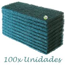 Fibra de Limpeza Pesada Verde - Kit 100 Unidades Atacado 23cm x 10 cm Para Pisos + Parede + Crostas de Panelas