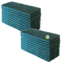 Fibra de Limpeza Pesada Verde Piso 23 cm x 10 cm - Kit 20 Unidades Para Piso / Paredes Banheiro Cozinha Escritório