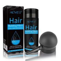 Fibras capilares para queda de cabelo com spray, fórmula natural indetectável, cabelos mais espessos e cheios em 15 segundos, ocultam e engrossam instantaneamente áreas de cabelos finos ou calvos, para homens e mulheres, pretos Fibras capilares para queda de cabelo com spray, fórmula natural indetectável, cabelos mais espessos e cheios em 15 segundos, ocultam e engrossam instantaneamente áreas de cabelos finos ou calvos, para homens e mulheres, pretos