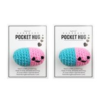 Ficha de abraço de bolso de crochê feita à mão e divertida Hug & Love