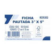 Ficha pautada 3x5 com 100 folhas 10042 são domingos
