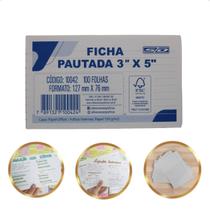 Ficha Pautada 3X5 São Domingos para Estudo, Trabalho e Resumos 100 Folhas
