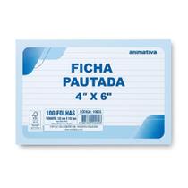 Ficha Pautada Nº2 4x6 100Fls F/ 15,2cm x 10,2cm Animativa Ficha Pautada Nº2 4x6 100Fls F/ 15,2cm x 10,2cm Animativa