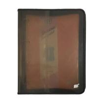 Fichário 4 Argolas com Zíper Universal A4 YES com Bloco 96 Folhas 5 Divisórias Planner Fumê Cristal