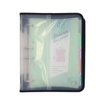 Fichário 4 Argolas com Zíper Universal B5 YES com Bloco 96 Folhas Cristal Fumê 5 Divisórias Planner Fichário 4 Argolas com Zíper Universal B5 YES com Bloco 96 Folhas Cristal Fumê 5 Divisórias Planner