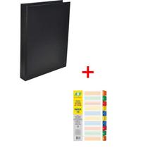 Fichário 4 Argolas Univ Preto 316 250x335x40 c Divisória Colorida Plastica C/10