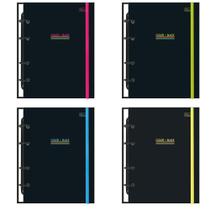 Fichário Colegial Argolado Color + Black Sortido Capa Dura Fecho Elástico 80 Folhas Cadersil