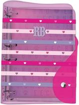 Fichário Colegial DAC Rebecca Bonbon PVC Cristal com 192 Folhas e Divisórias