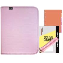 Fichário Com Ziper Estojo Bloco 96 flhas Divisórias Caderno Sweet Grande Volta às Aulas ACP