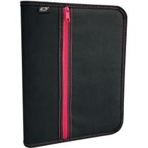 Fichario com Ziper NYLON Preto C/BOLSO NA Capa