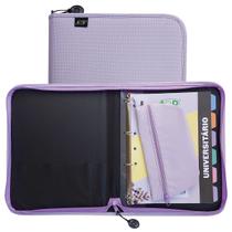Fichário com Zíper Sweet c/ Estojo e Divisórias 96 fls Lilás