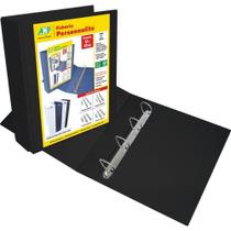 Fichário de PVC Personnalite A4 75MM 4 Argolas Preto