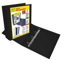 Fichário escolar preto grande 4 argolas 75mm ACP