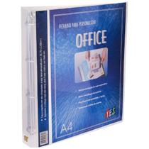Fichário Personalizável A4 4 Argolas Cristal Transparente Yes para Escolas Escritórios Arquivos e Organizar Documentos