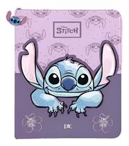 Fichário Stitch Com Zíper Universitário Argolado Rosa - Dac