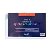 Fichas coloridas pautadas 5x8 80 fichas 4 cores - nalí