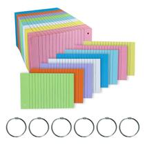 Fichas de estudo TFLFL 10 x 15 cm, 600 unidades, 8 cores, com argolas Fichas de estudo TFLFL 10 x 15 cm, 600 unidades, 8 cores, com argolas