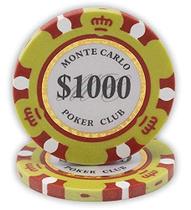 Fichas de pôquer DA VINCI Monte Carlo Poker Club 14g x50 amarelas