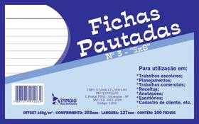 Fichas Pautadas Nº3 "5x8" - Tamoio 100 folhas