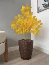 Ficus Amarelo Outono Planta Artificial Com Vaso Casca Luxo - Ficus Amarelo Outono Planta Artificial Com Vaso Casca Luxo -