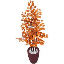 Ficus Laranja Artificial Figueira Grande Vaso Decoração