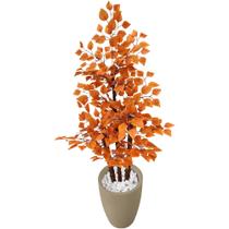 Ficus Laranja Artificial Figueira Grande Vaso Decoração - Flor de Mentirinha