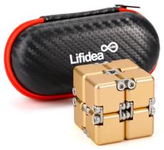 Fidget Cube Lifidea Alumínio Alumínio Metal Infinity Cube Gold