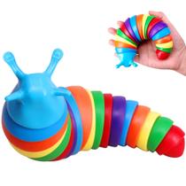 Fidget Slug Toy Cookomono 3D Articulado Som Sensorial Azul