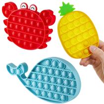 Fidget Toy Loopa Push Pop Bubble tamanho grande, 3 peças de silicone