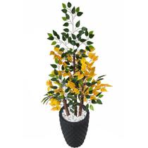 Figueira Artificial Ficus Verde Amarelo Vaso Alto Decoração