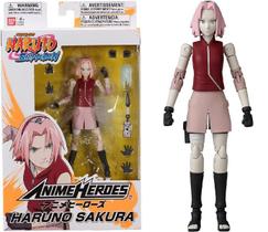 Figura Articulada Haruno Sakura Com Acessórios - Naruto Shippuden - Anime Heroes - Bandai