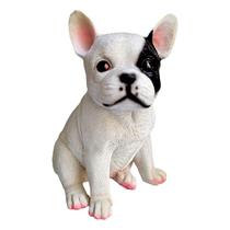 Figura Cão Cachorro Decorativo Estatueta Buldogue Branco Decorativa