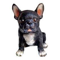Figura Cão Cachorro Decorativo Estatueta Buldogue Preto Decorativa
