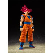 Figura de ação Bandai Tamashii Nations S.H.Figuarts Super Saiyan GOD Son Goku SDCC 2021, edição colorida exclusiva do evento