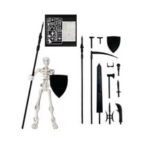 Figura De Ação De Esqueleto Articulado Para Halloween Com Múltiplas Articulações E Arma, Compatível Figura De Ação De Esqueleto Articulado Para Halloween Com Múltiplas Articulações E Arma, Compatível