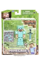Figura de ação Minecraft Diamond Steve com armadura de diamante